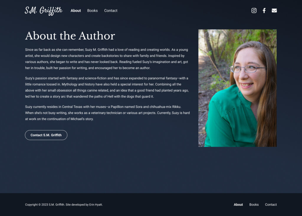 S.M. Griffith's author website - About the Author page