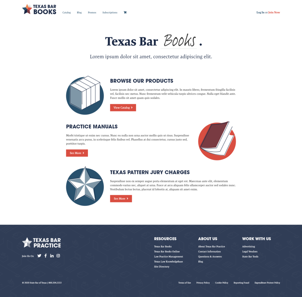 Texas Bar Books landing page design