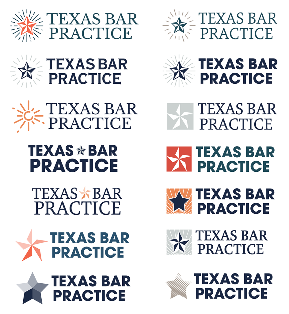 Logo concepts for Texas Bar Practice