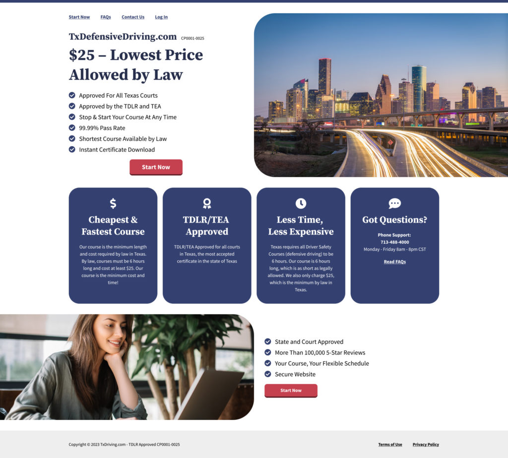 Defensive Driving "Clone Sites" home page design - version 2