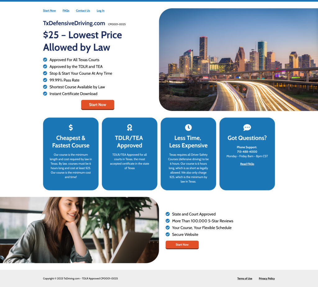 Defensive Driving "Clone Sites" home page design - version 3