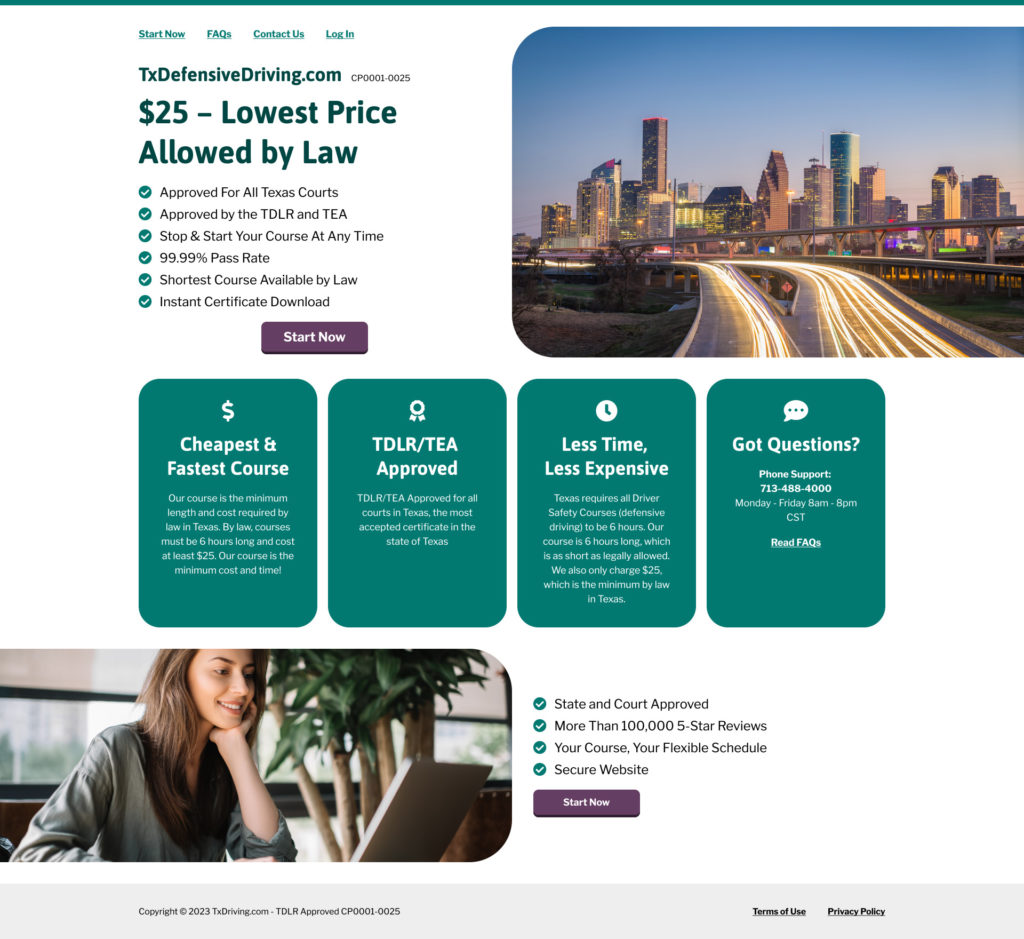 Defensive Driving "Clone Sites" home page design - version 4