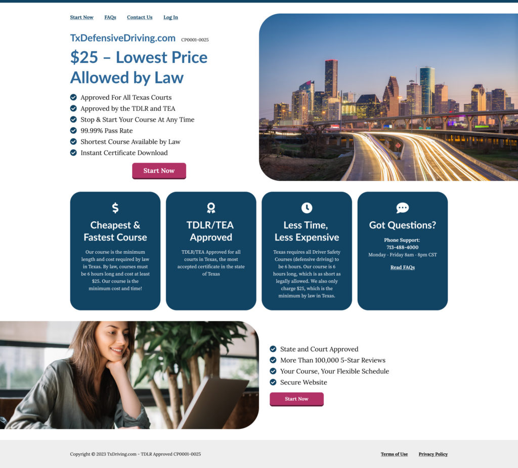 Defensive Driving "Clone Sites" home page design - version 5