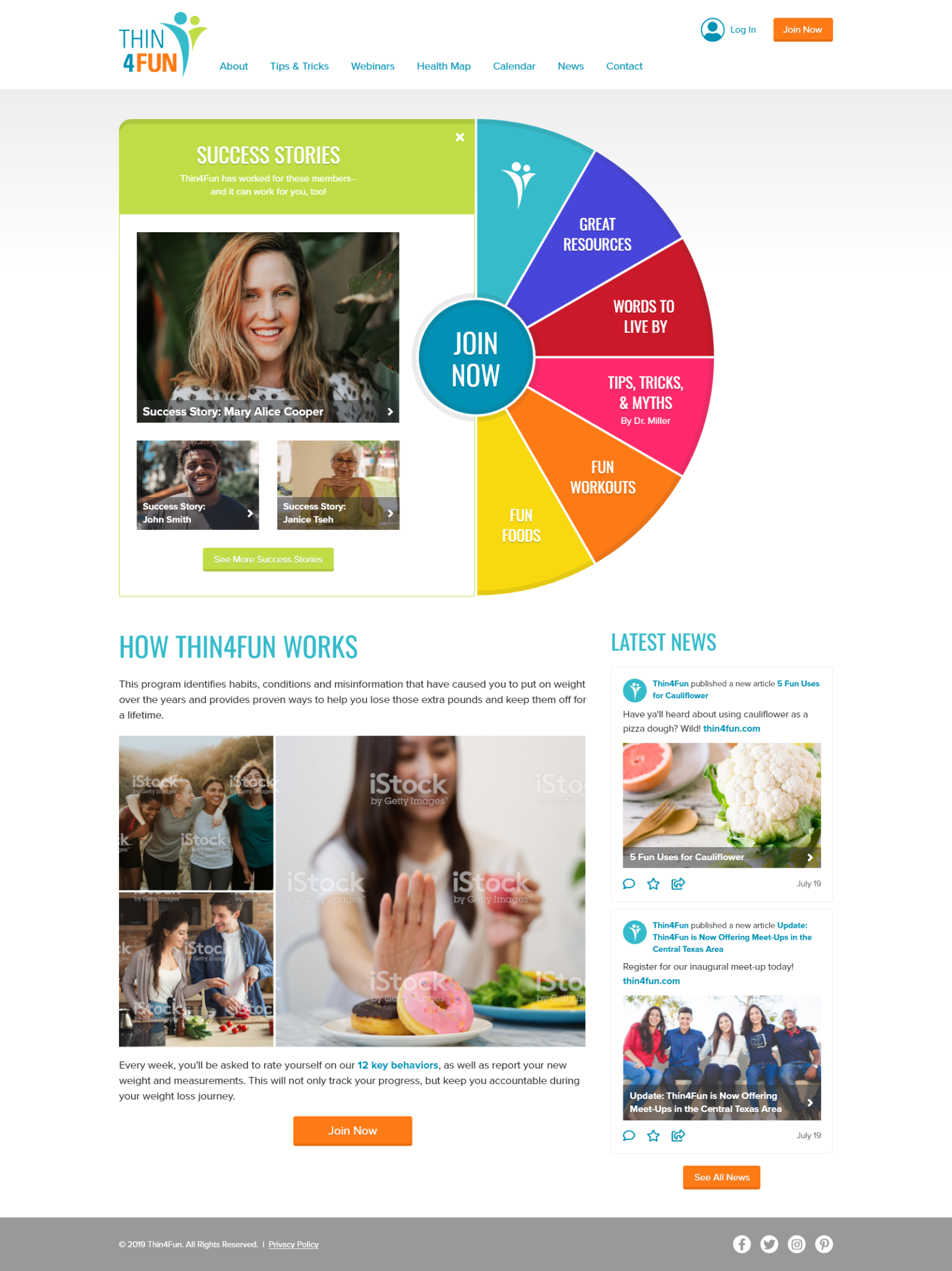 Thin4Fun site home page design - Success Stories section