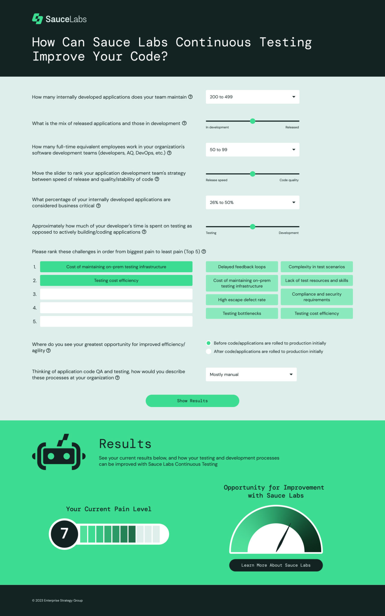SauceLabs calculator design - results