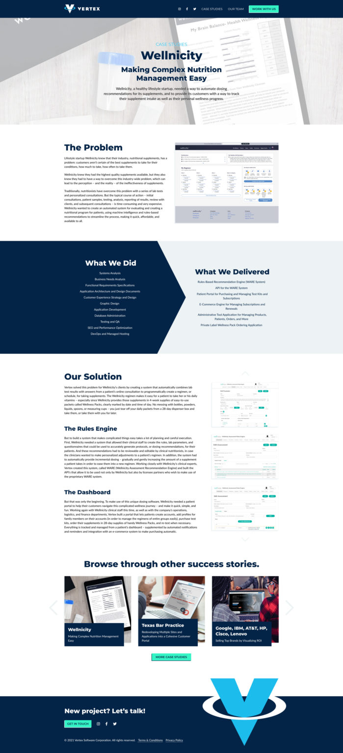 Vertex Software Case Study page design option 2