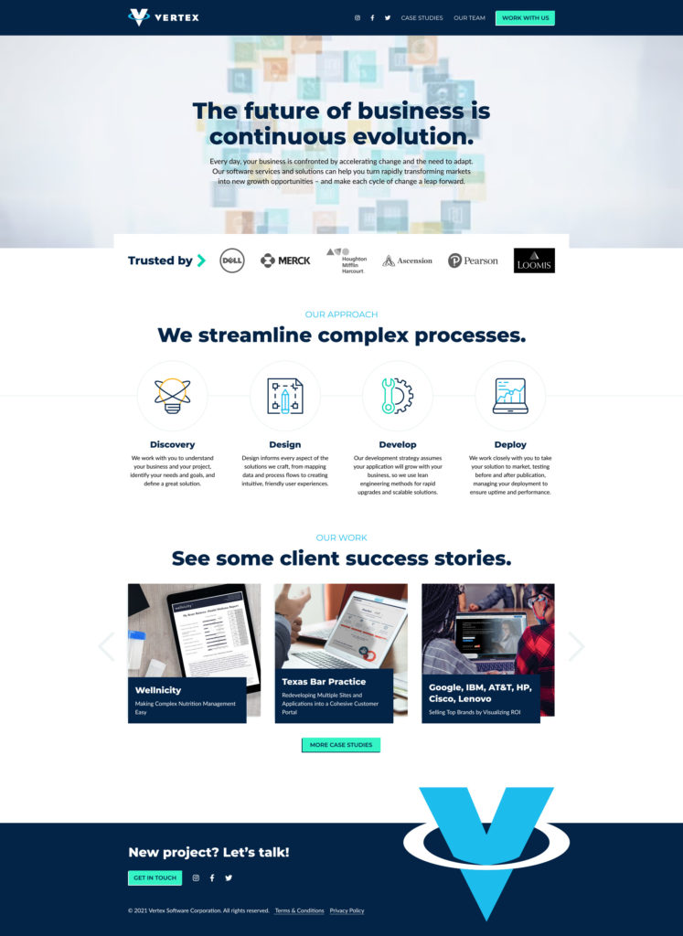 Vertex Software Our Team page design option 3