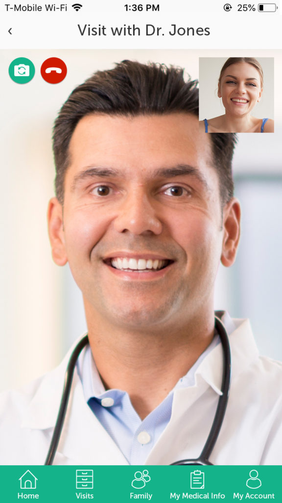 eMDaccess phone app design - Video chat alternate button layout