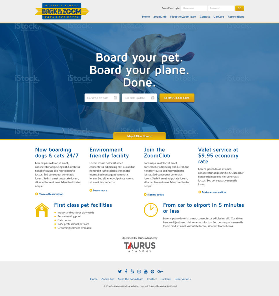 Original Bark&Zoom home page design