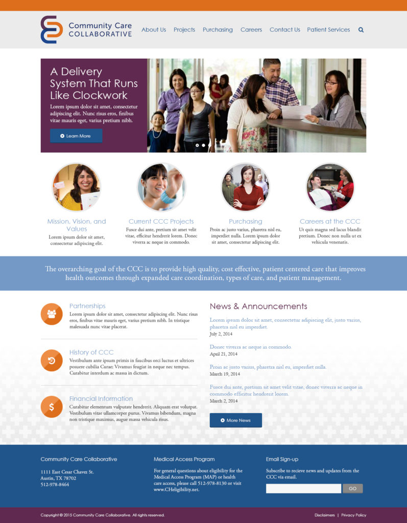 Central Health - Community Care Collaborative subsite - home page design