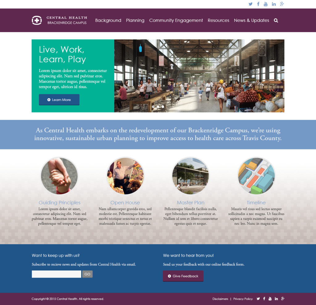 Central Health - Brackenridge Campus subsite - home page design