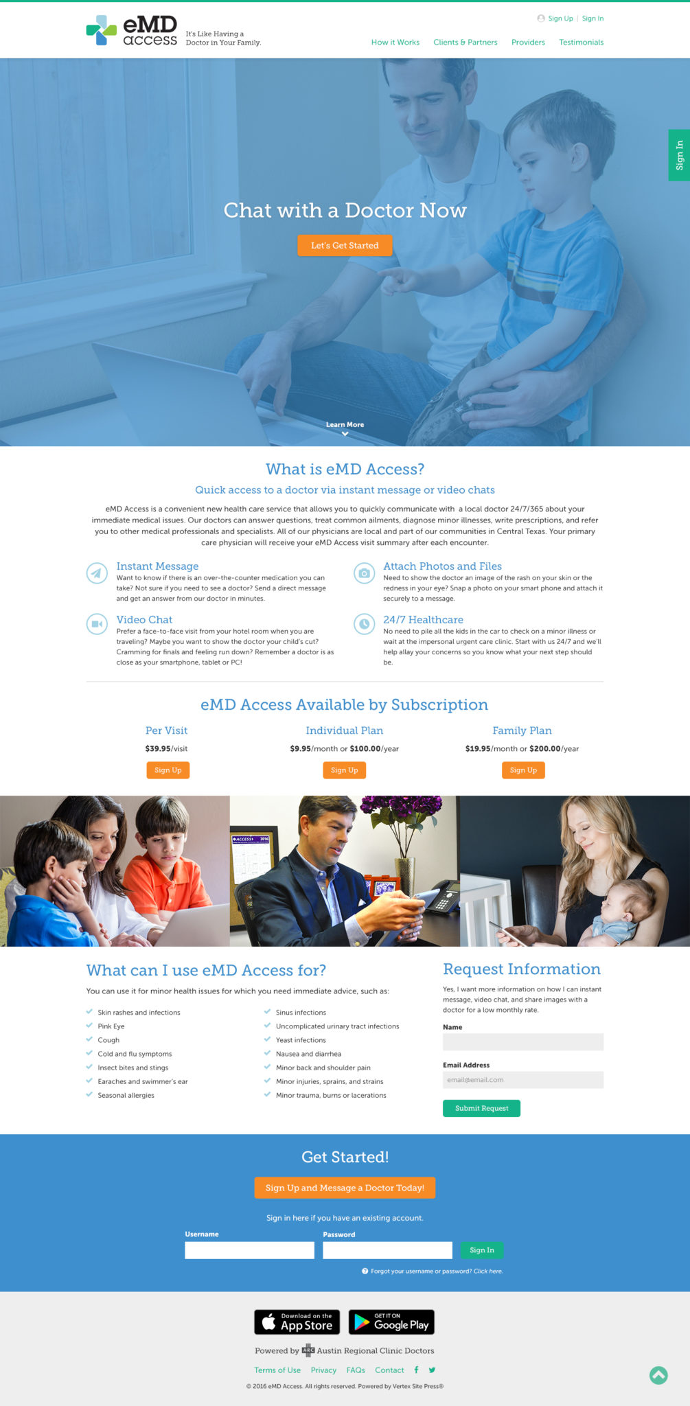 eMDaccess home page design
