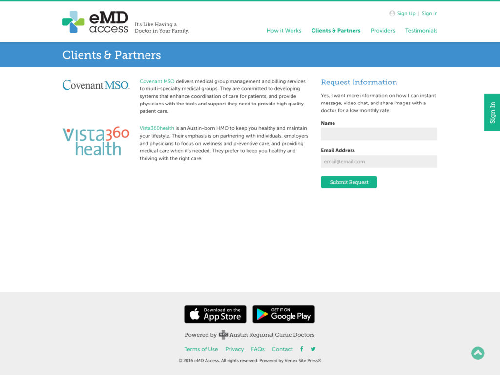 eMDaccess subpage design