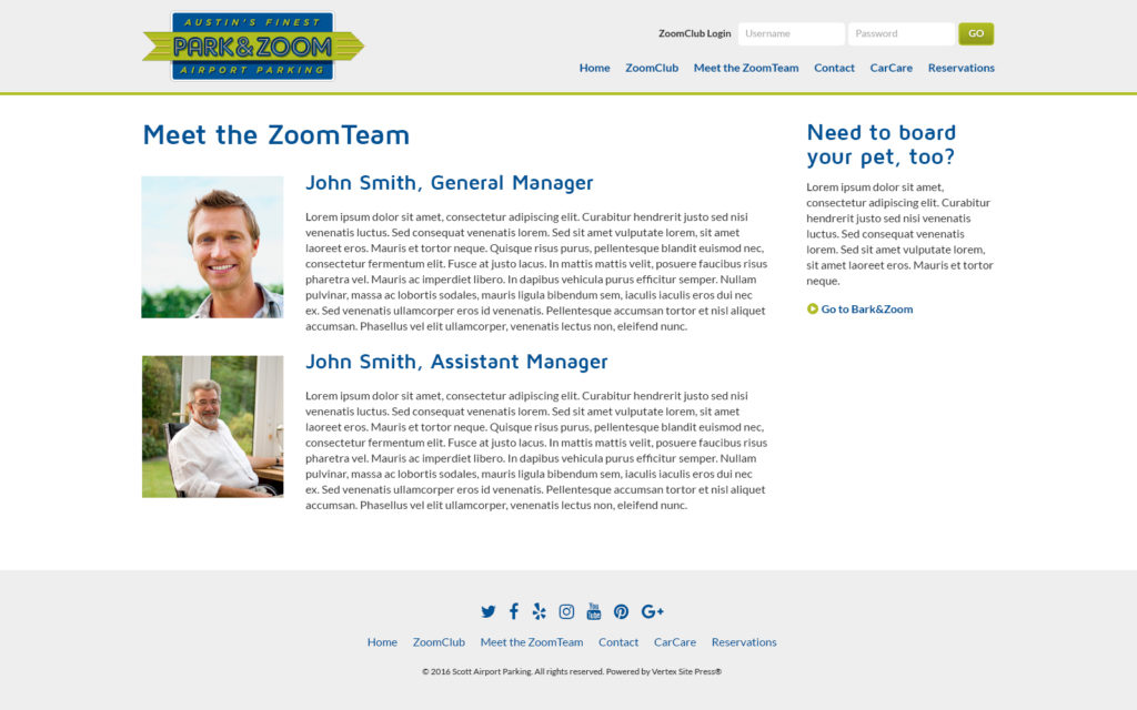 Original Park&Zoom subpage design