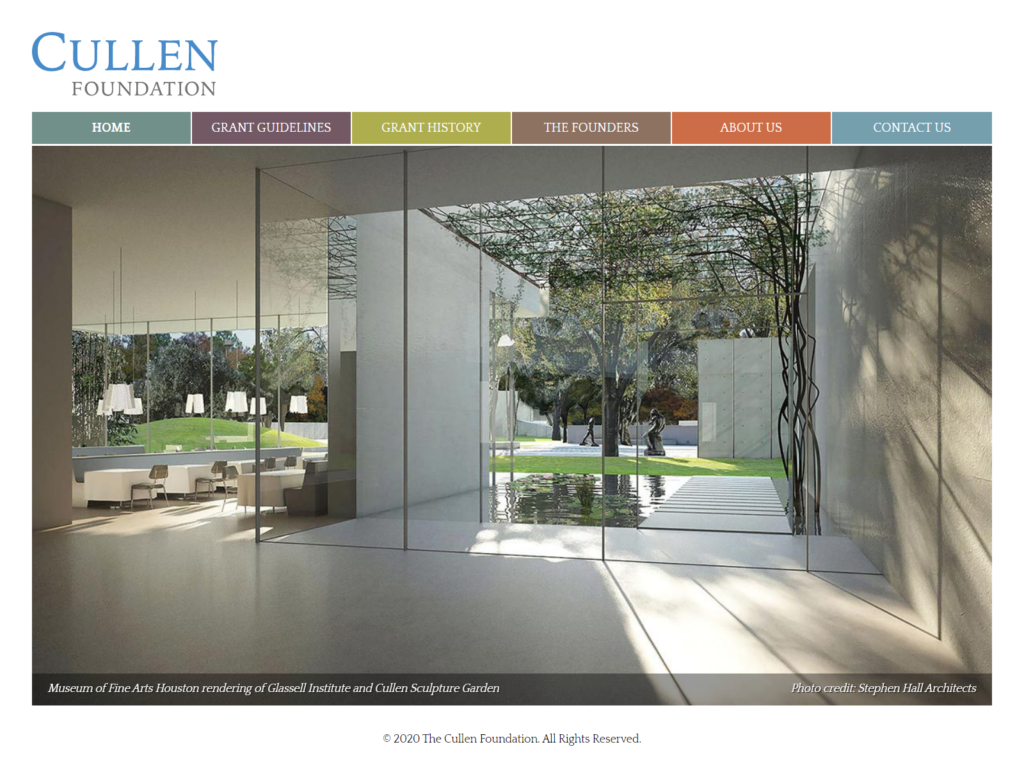 Cullen Foundation home page design