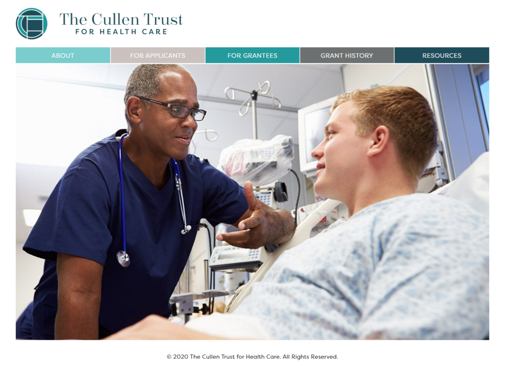 Cullen Trust for Health Care home page design