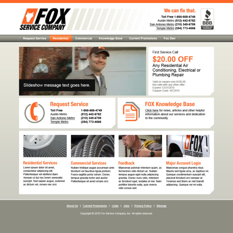 Fox Service Company - Home page design