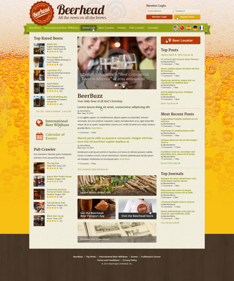 Beerhead - Home page design v1 hover effects