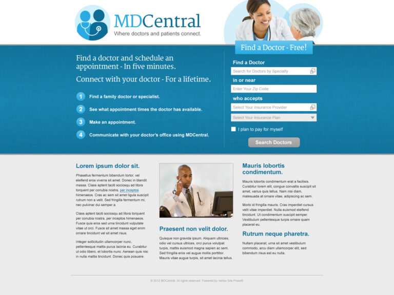 MDCentral - Home page design