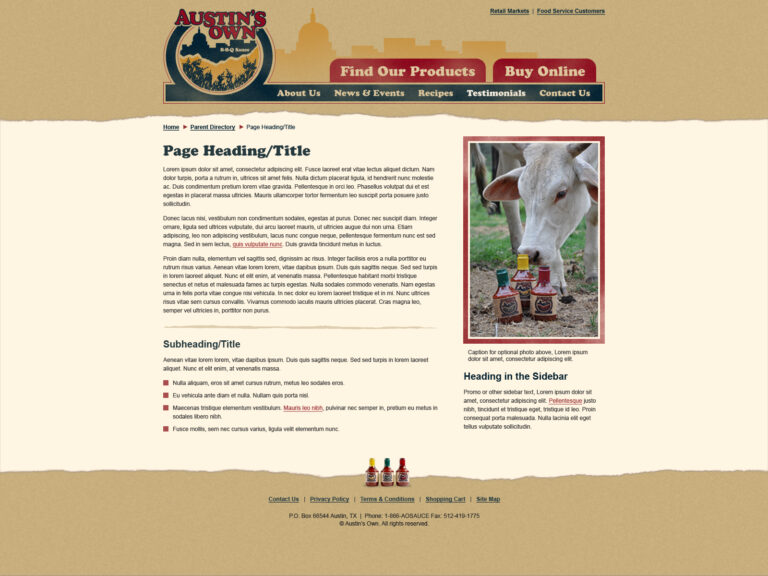 Austin's Own - Interior page design