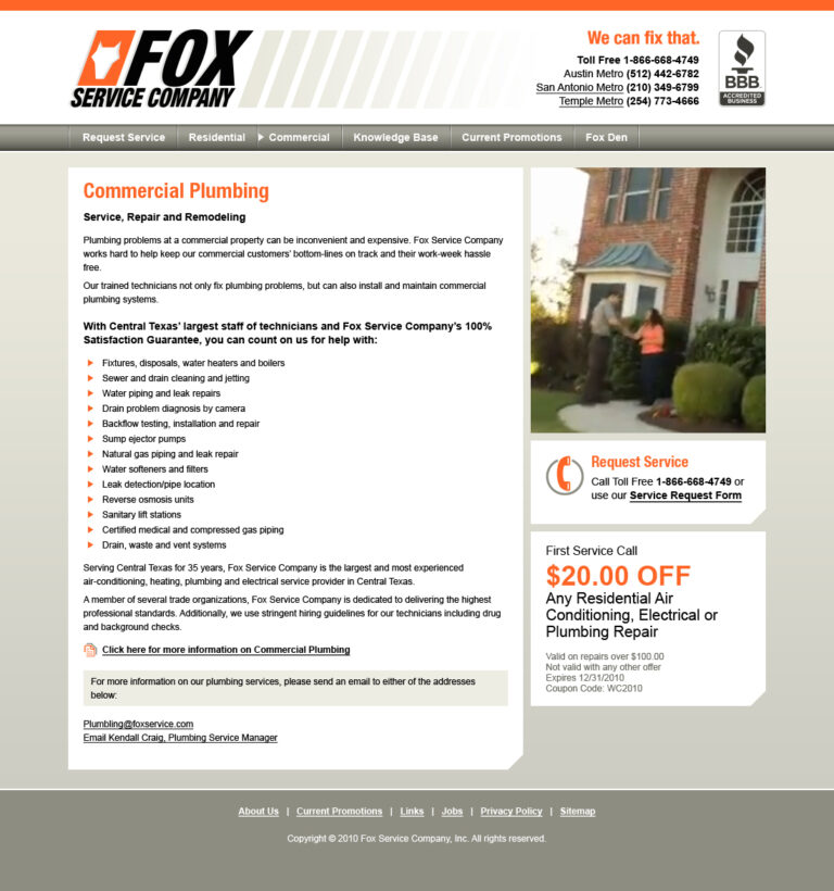 Fox Service Company - Interior page design v1