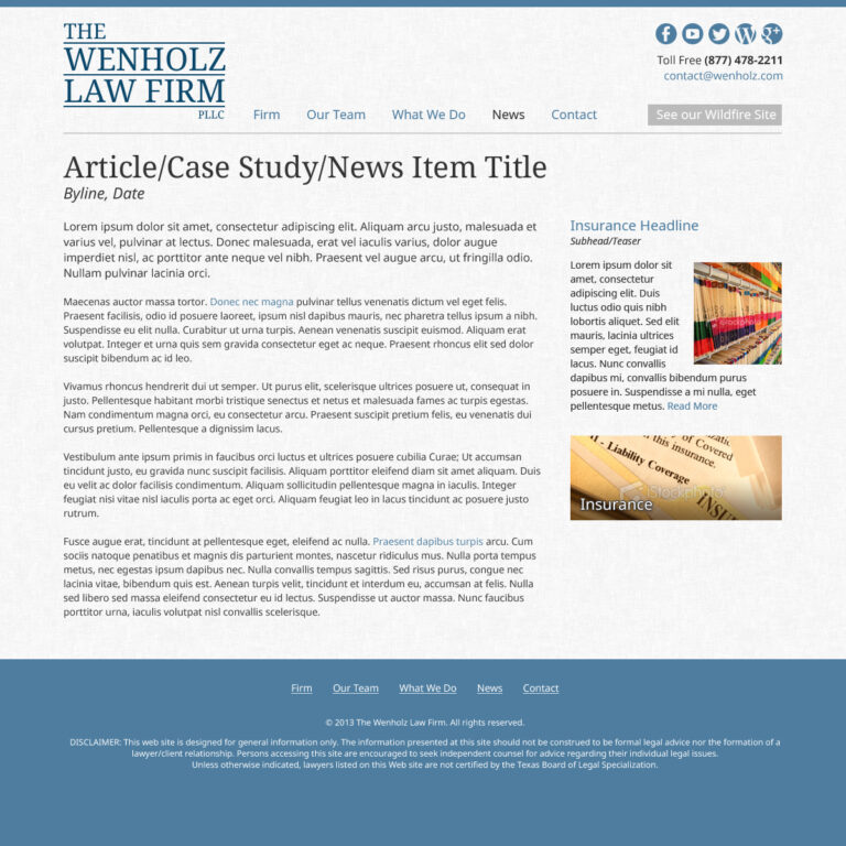 Wenholz Law Firm - News item design